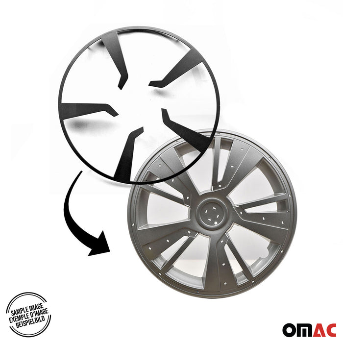 15" Wheel Covers Hubcaps fits VW Light Gray Black Gloss