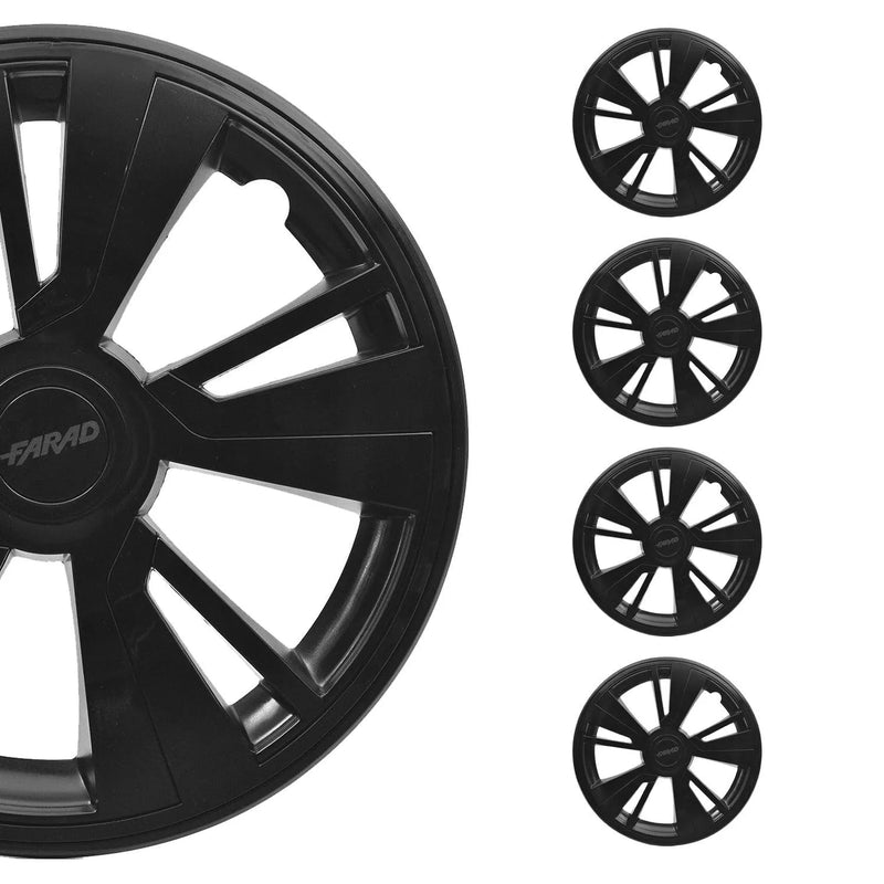 Twintone Hub Caps Wheel Cover 15" Black & Black Insert Full Set 4 pcs.