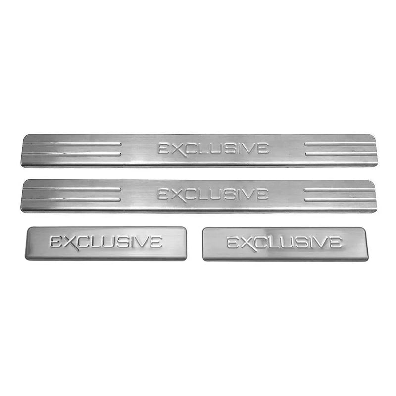 Exclusive Chrome Door Sill Scuff Plate Guard Stainless Steel Trim 4 Pcs.