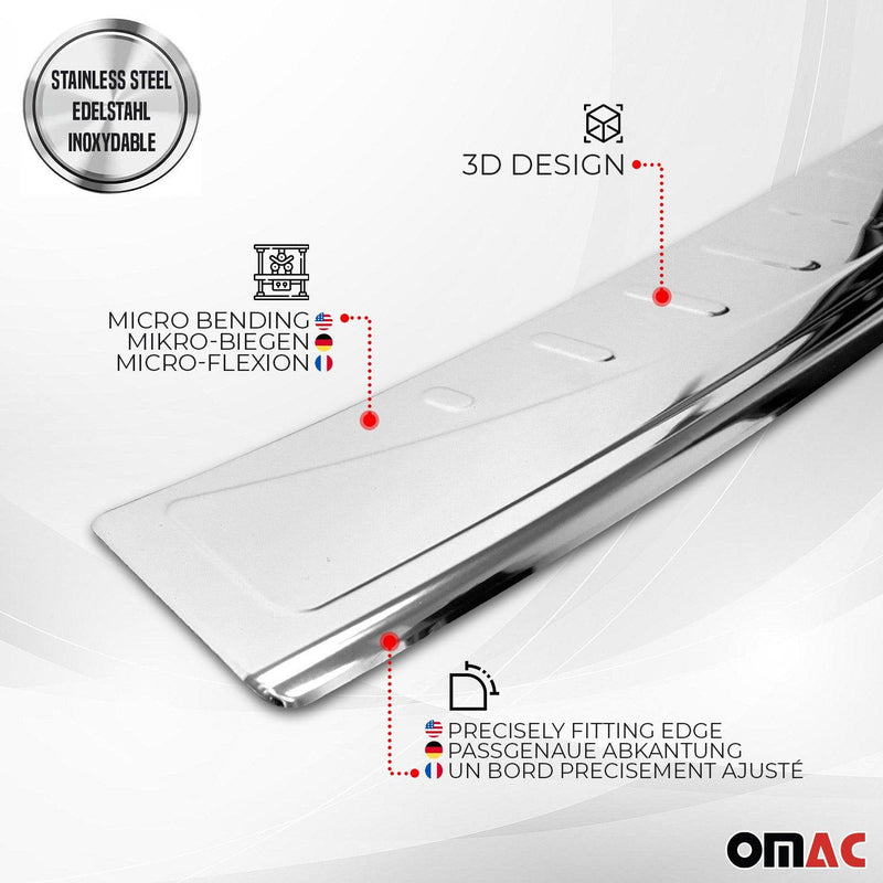 Rear Bumper Sill Cover Protector Guard for Smart ForTwo 2016-2017 Steel Silver - OMAC USA