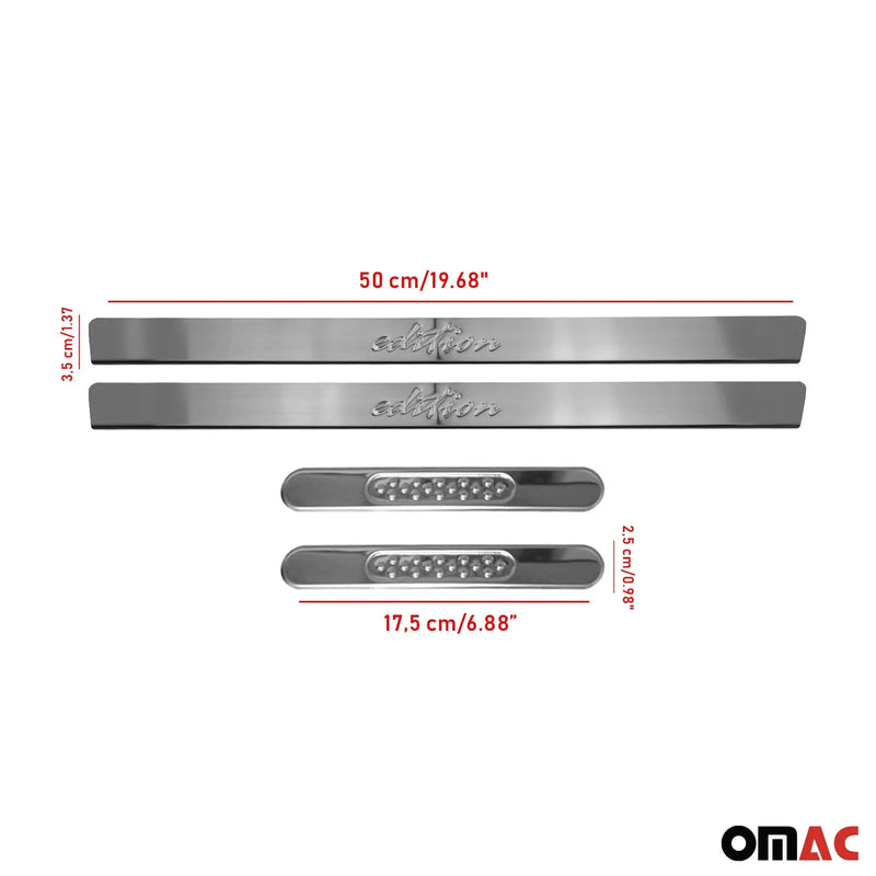 Dodge Door Sill Scuff Plate Scratch Protector Stainless Steel Edition 4 Pcs