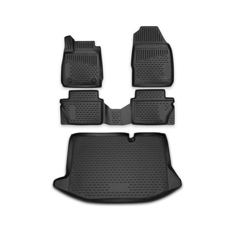 Custom Floor Mats & Cargo Liners for Ford Fiesta 2011-2019 Black 5 Pcs - OMAC USA