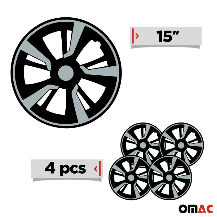 15" Wheel Covers Hubcaps fits VW Light Blue Black Gloss