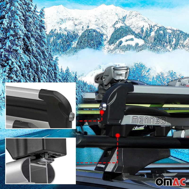 2 Pcs 19.2" Ski Rack Snowboard Carriers Top Holder Roof Rack Lockable