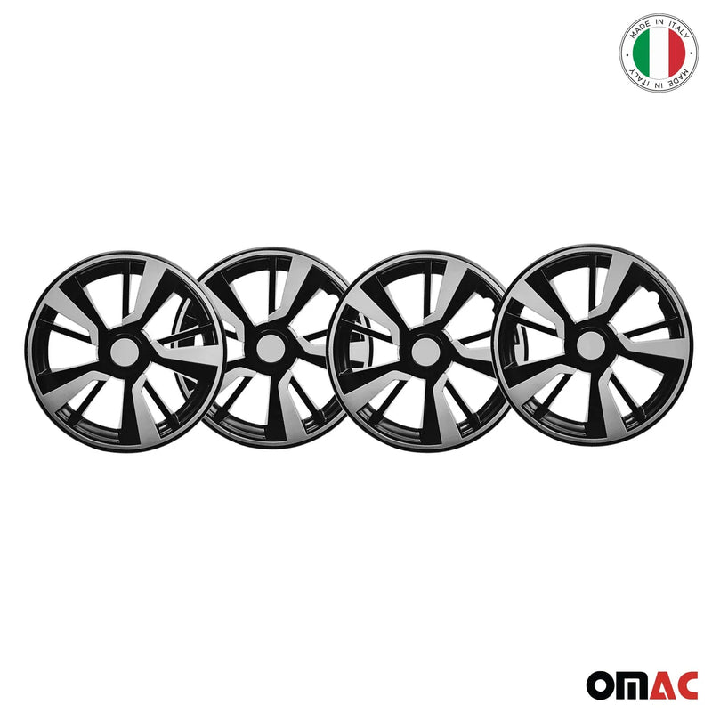 Twintone Hub Caps Wheel Cover 14" Black Matt & White Insert Full Set 4 pcs.