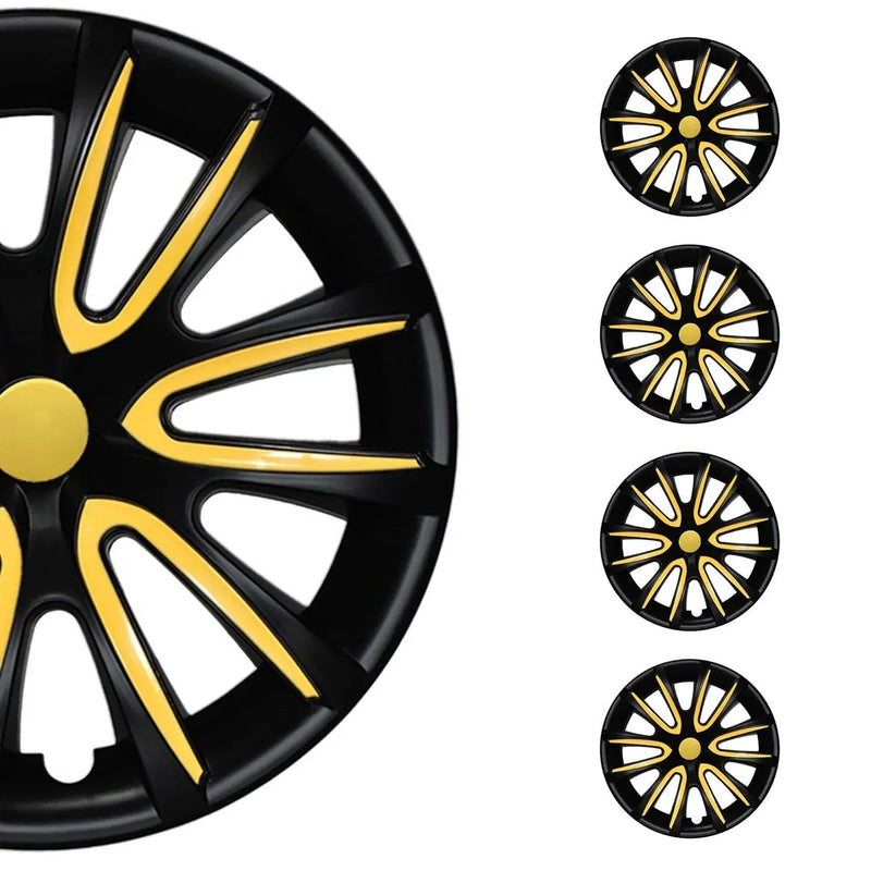 14" Wheel Covers Hubcaps for Honda Black Matt Yellow Matte - OMAC USA