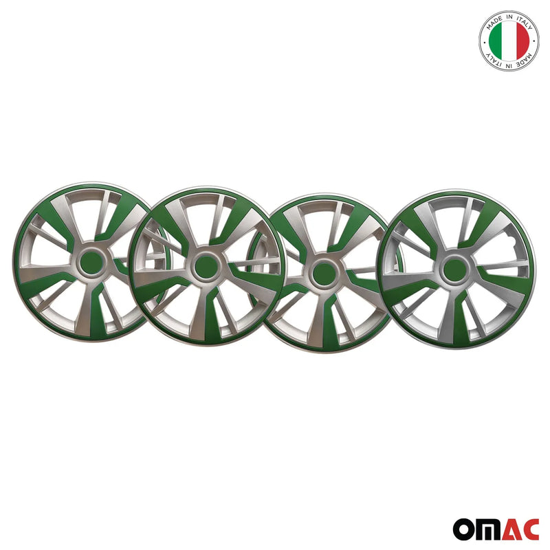 Twintone Hub Caps Wheel Cover 15" Grey & Green Insert Full Set 4 pcs.