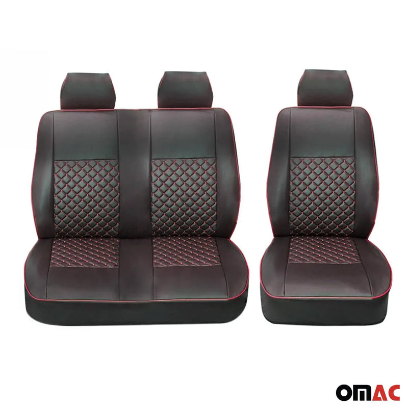 2014-2024 RAM ProMaster Leather Front Car Seat Covers Protector Black Red