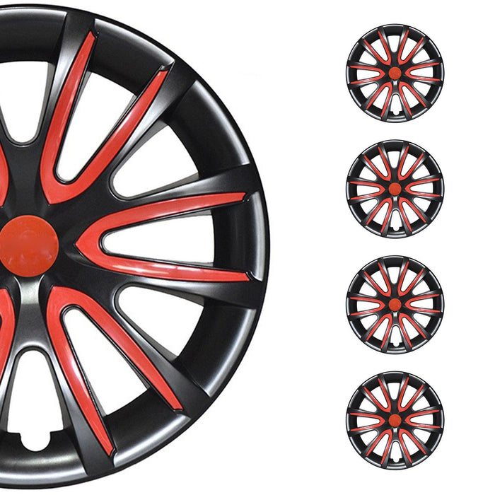 16" Wheel Covers Hubcaps for Ford Fiesta Black Red Gloss