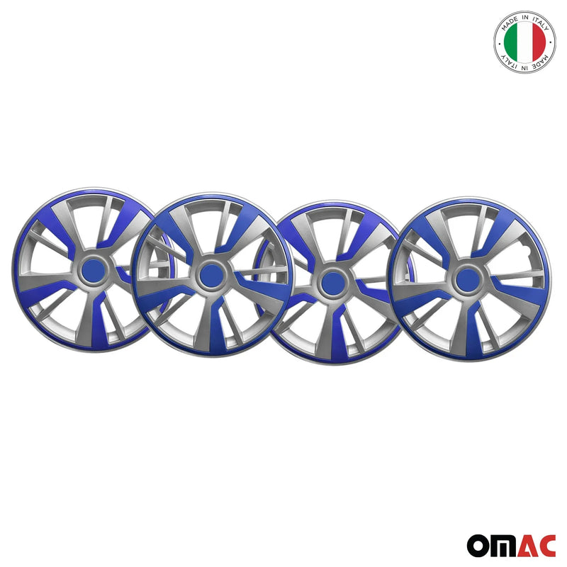 Twintone Hub Caps Wheel Cover 14" Grey & Dark Blue Insert Full Set 4 pcs.