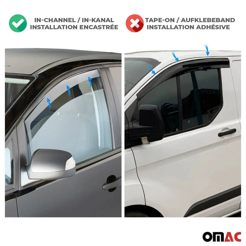 Window Visor Vent Rain Guard Deflector for Fiat 500 2012-2019 Black Smoke 2 Pcs - OMAC USA