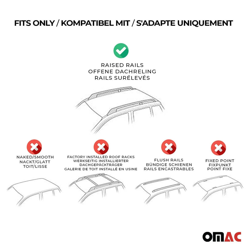 2015-2022 Fiat Panda Cross Roof Rack Cross Bars Black