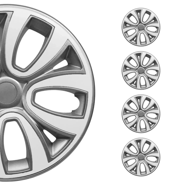 ColorFlex Hub Caps Wheel Cover 16" Gray & White Full Set 4 pcs.