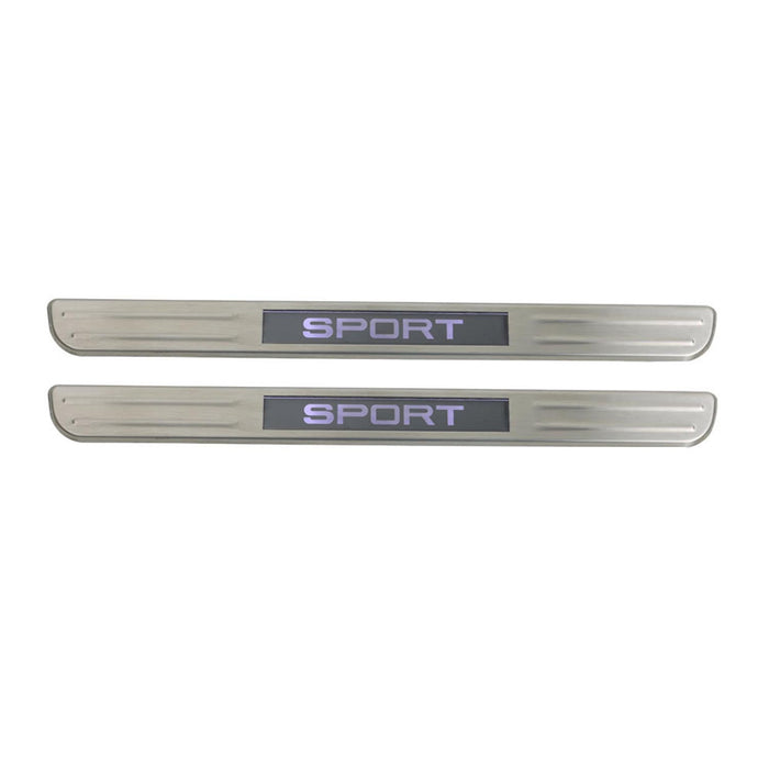 Door Sill Scuff Plate Illuminated for Mercedes CLK Class Brushed Steel 2x