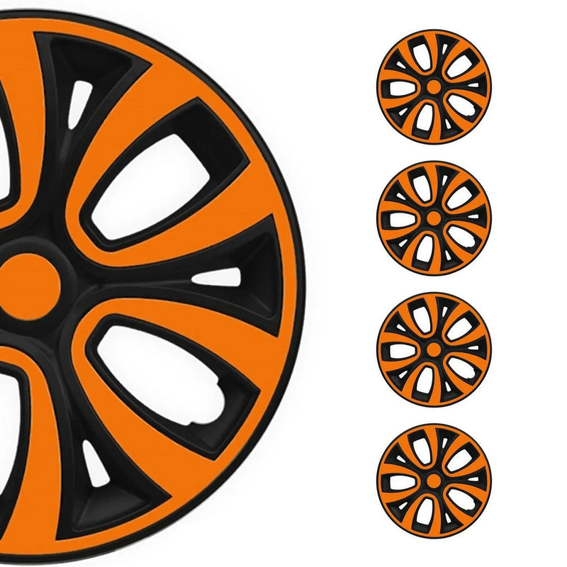 Hub Cap 16" Inch Wheel Rim Cover Matt Black with Orange Insert 4pcs Set - OMAC USA