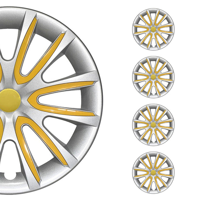 15" Wheel Covers Hubcaps for VW Jetta Gray Yellow Gloss