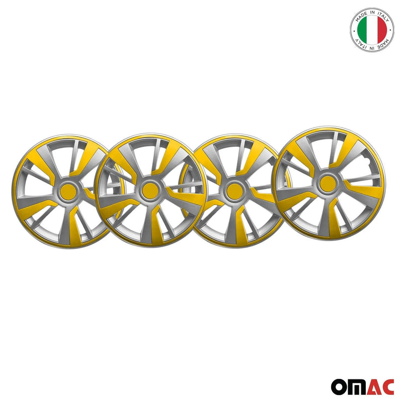 Twintone Hub Caps Wheel Cover 16" Grey & Yellow Insert Full Set 4 pcs.