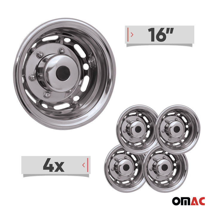 16" Dual Wheel Simulator Hubcaps for RAM ProMaster Chrome Silver Gloss