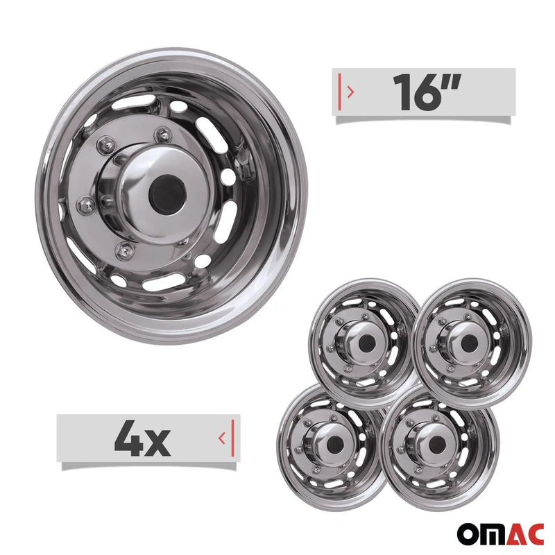 RAM ProMaster 16" Dual Wheel Simulator Hubcaps Chrome Silver Gloss