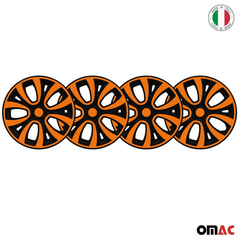 ColorFlex Hub Caps Wheel Cover 16" Black & Orange Full Set 4 pcs.