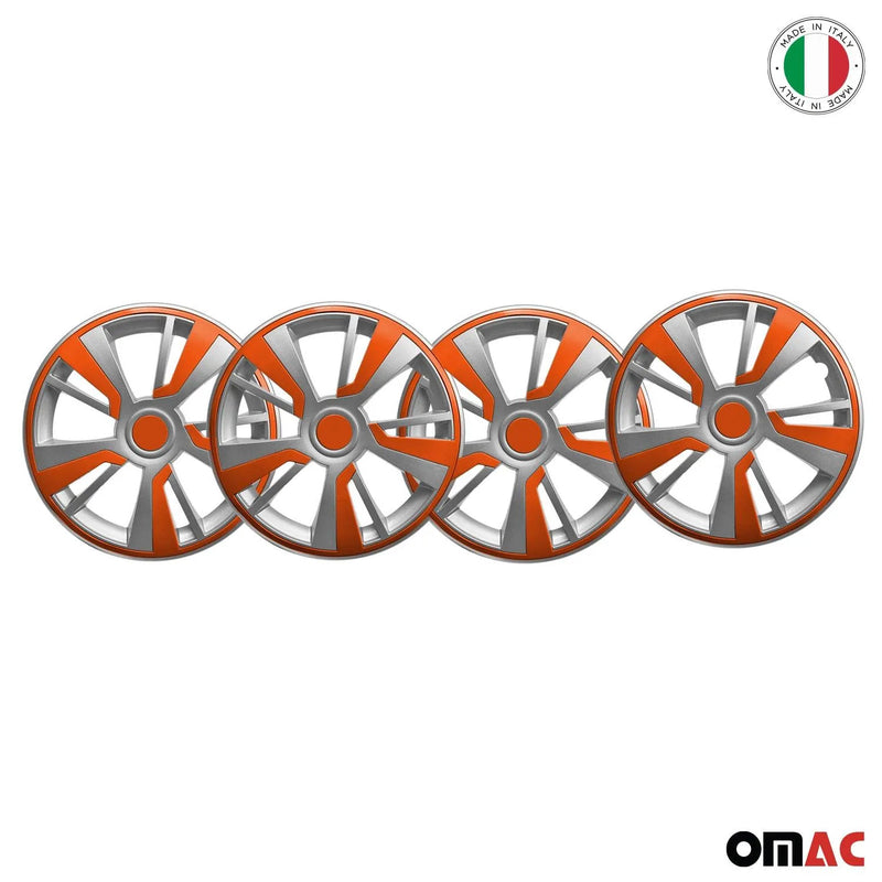 Twintone Hub Caps Wheel Cover 16" Grey & Orange Insert Full Set 4 pcs.