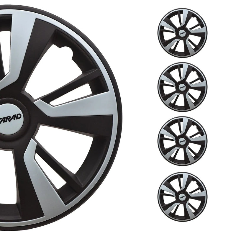 Twintone Hub Caps Wheel Cover 16" Black Matt & Light Blue Insert Full Set 4 pcs.