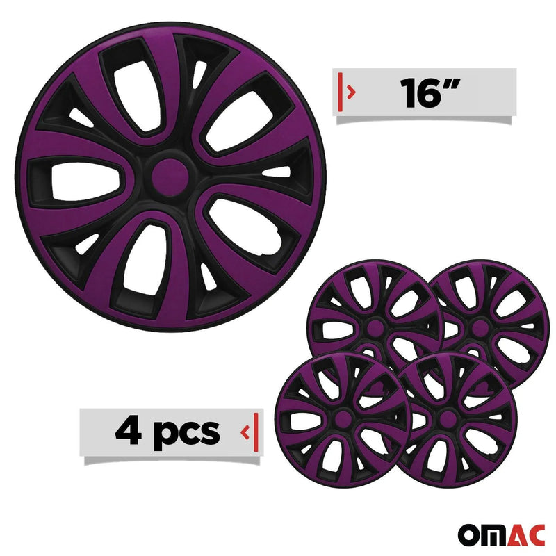 ColorFlex Hub Caps Wheel Cover 16" Black & Violet Full Set 4 pcs.