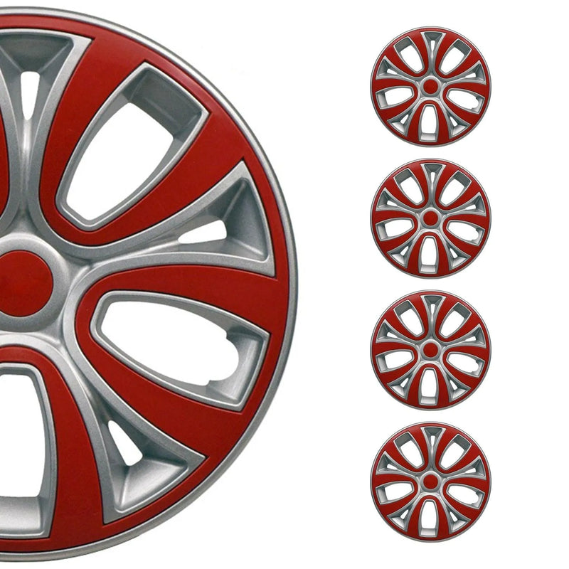 ColorFlex Hub Caps Wheel Cover 16" Gray & Red Full Set 4 pcs.