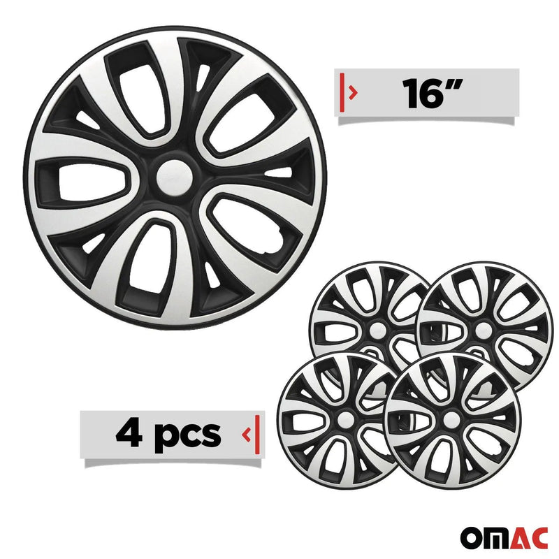 ColorFlex Hub Caps Wheel Cover 16" Black & White Full Set 4 pcs.