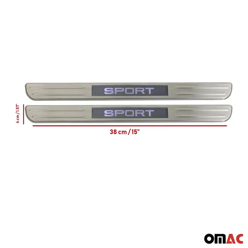 2004-2008 Chrysler Crossfire Door Sill Scuff Plate Illuminated Sport Steel Silver 2 Pcs