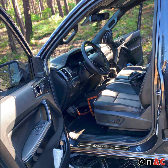 Door Sill Scuff Plate Illuminated for Ford Ranger Exclusive Steel Carbon Foiled