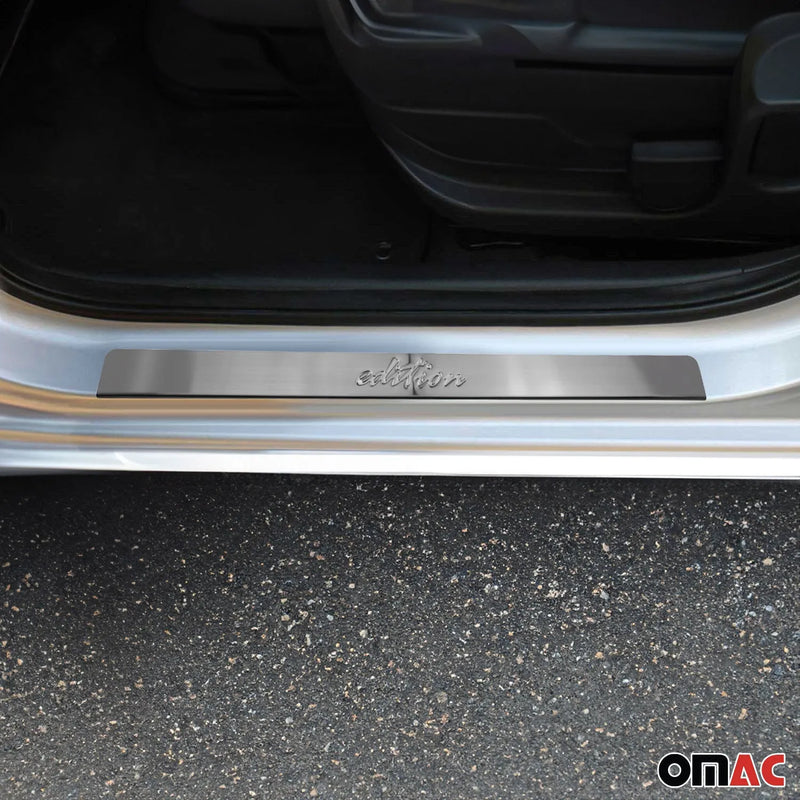 Door Sill Scuff Plate Scratch Protector for GMC Steel Silver Edition 4x