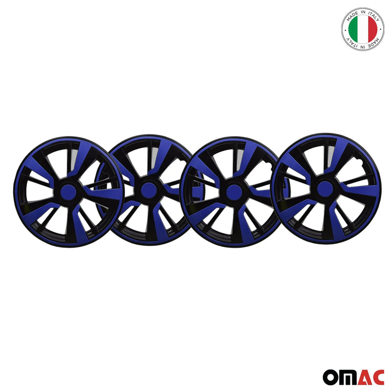 Twintone Hub Caps Wheel Cover 14" Black & Dark Blue Insert Full Set 4 pcs.