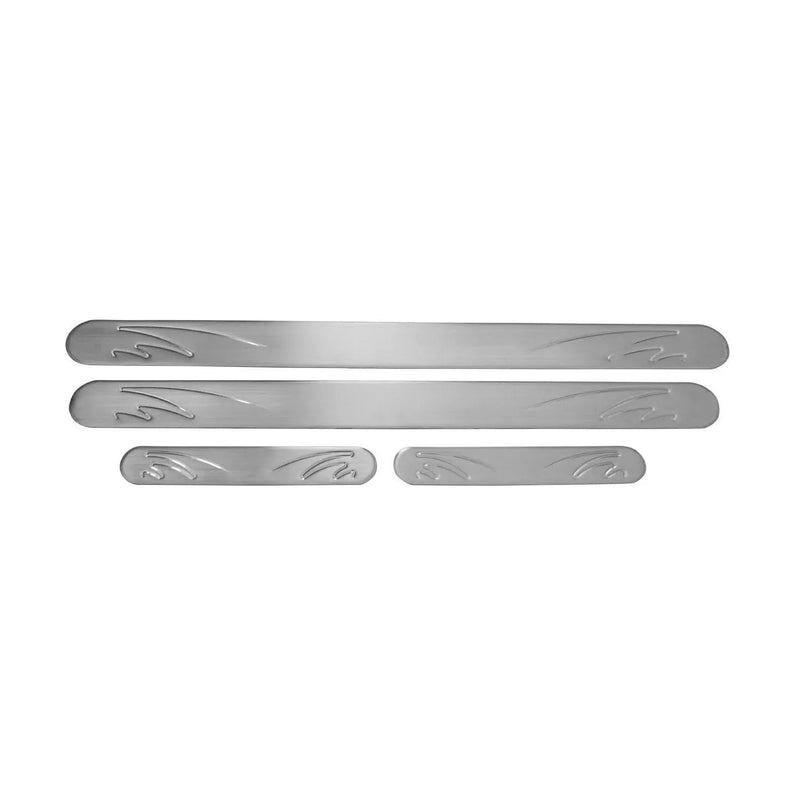 Acura Door Sill Scuff Plate Scratch Protector Steel Silver Wave 4 Pcs