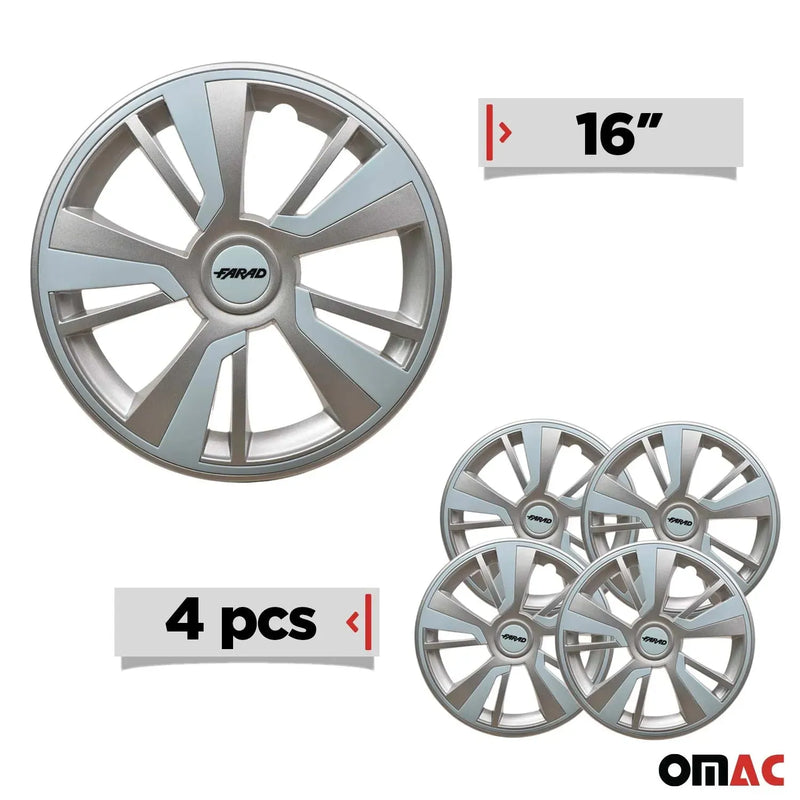 Twintone Hub Caps Wheel Cover 16" Grey & Light Blue Insert Full Set 4 pcs.