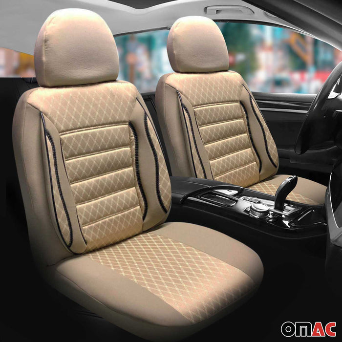 Front Car Seat Covers Protector for Jeep Beige Cotton Breathable