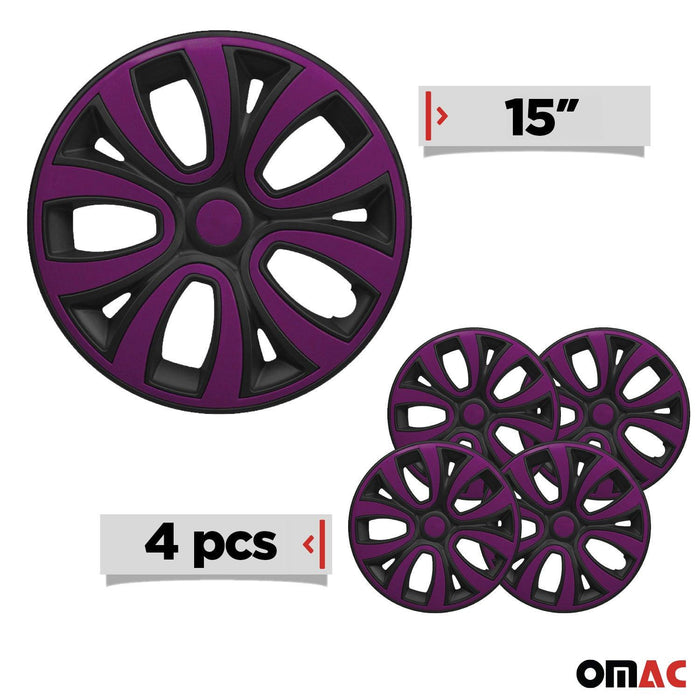 15" Wheel Covers Hubcaps R15 for Toyota Black Matt Violet Matte