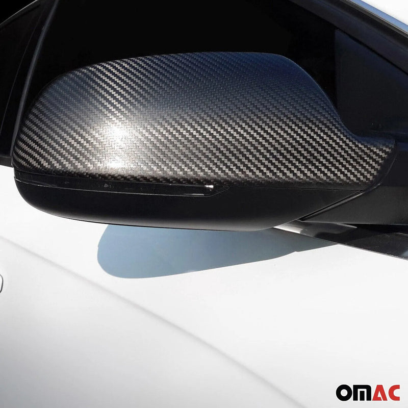 Side Mirror Cover Caps Fits Audi A4 2013-2016 Carbon Fiber Black 2 Pcs - OMAC USA