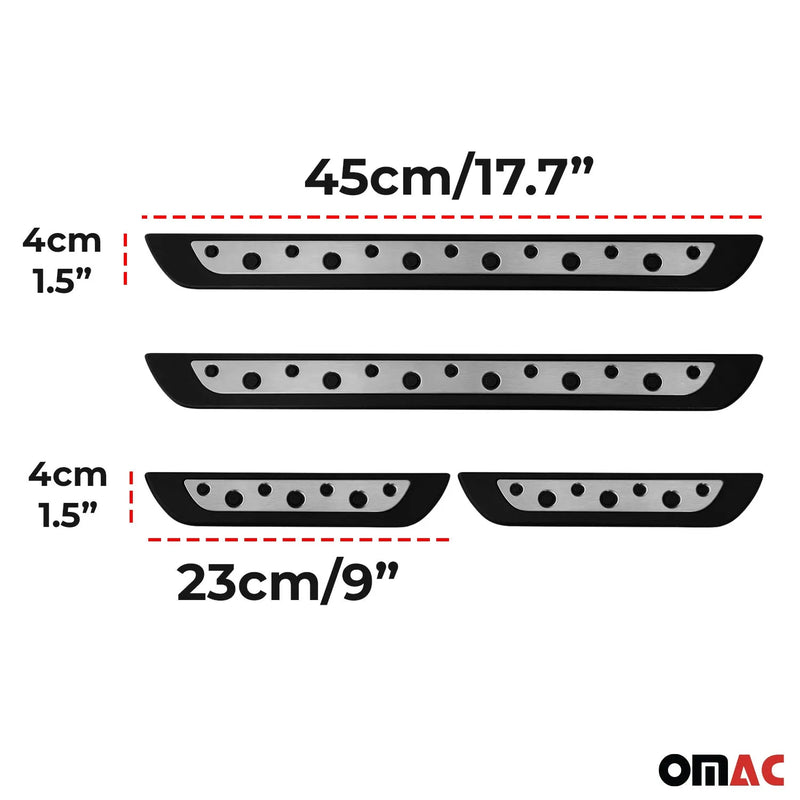 GMC Door Sill Scuff Plate Scratch Protector Steel Silver 4 Pcs