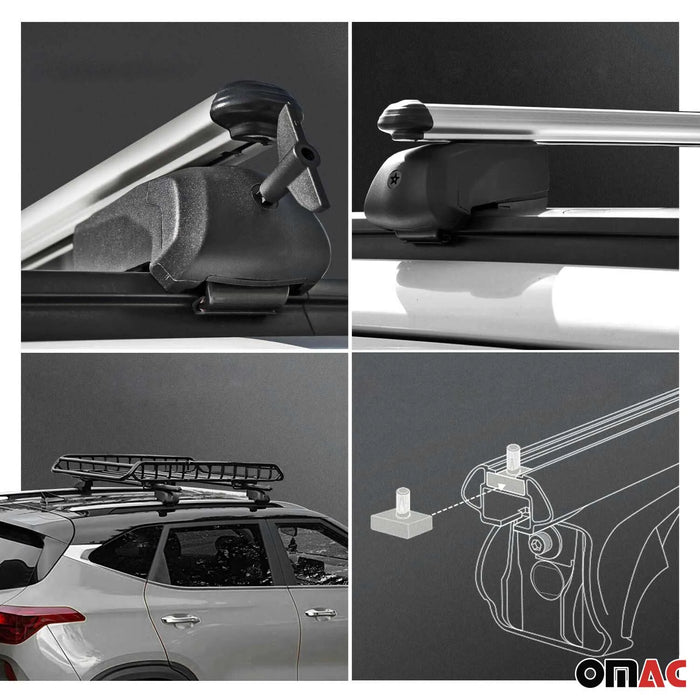 Lockable Roof Rack Cross Bars Luggage Carrier for Hyundai Tucson 2016-2021 Gray