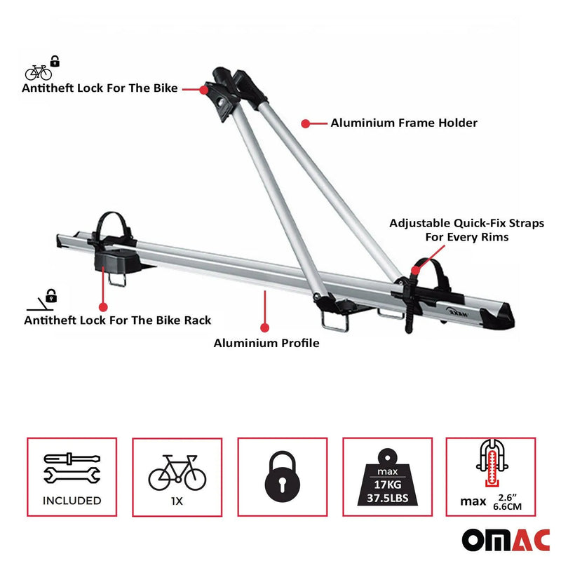 2002-2007 Jeep Liberty Bike Rack Carrier Roof Racks Set Silver 3Pcs