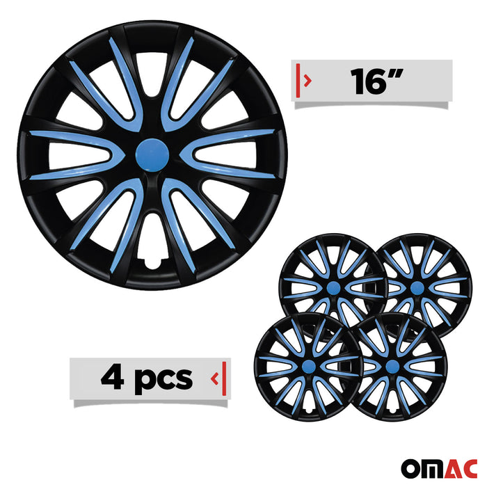 16" Wheel Covers Hubcaps for Ford EcoSport 2018-2022 Black Matt Blue Matte