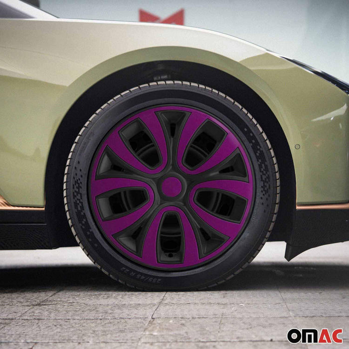 15" Wheel Covers Hubcaps R15 for Audi Black Matt Violet Matte