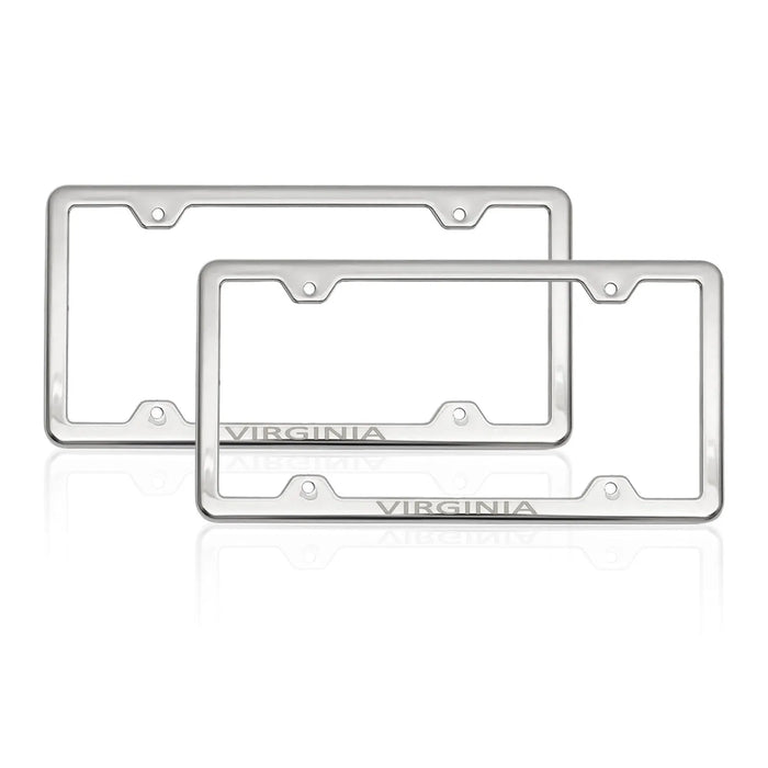 VIRGINIA Stainless Steel Chrome License Plate Frame Set 2 Pcs