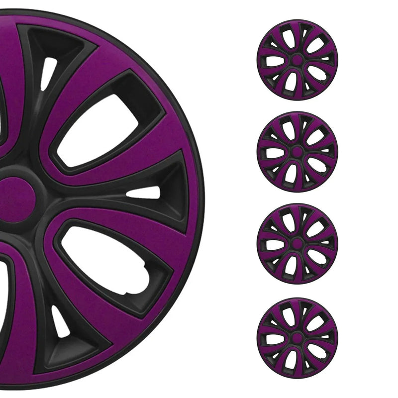 Hub Cap 16" Inch Wheel Rim Cover Matt Black with Violet Insert 4pcs Set - OMAC USA