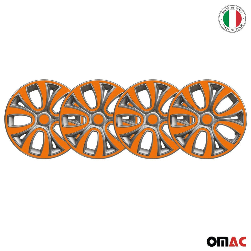 ColorFlex Hub Caps Wheel Cover 15" Gray & Orange Full Set 4 pcs.