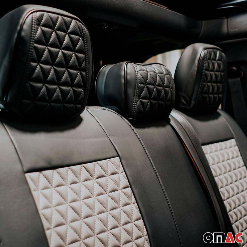 Seat Cover Solutions Leather Car Seat Cover Full Set 5Seat Front Rear Black Grey