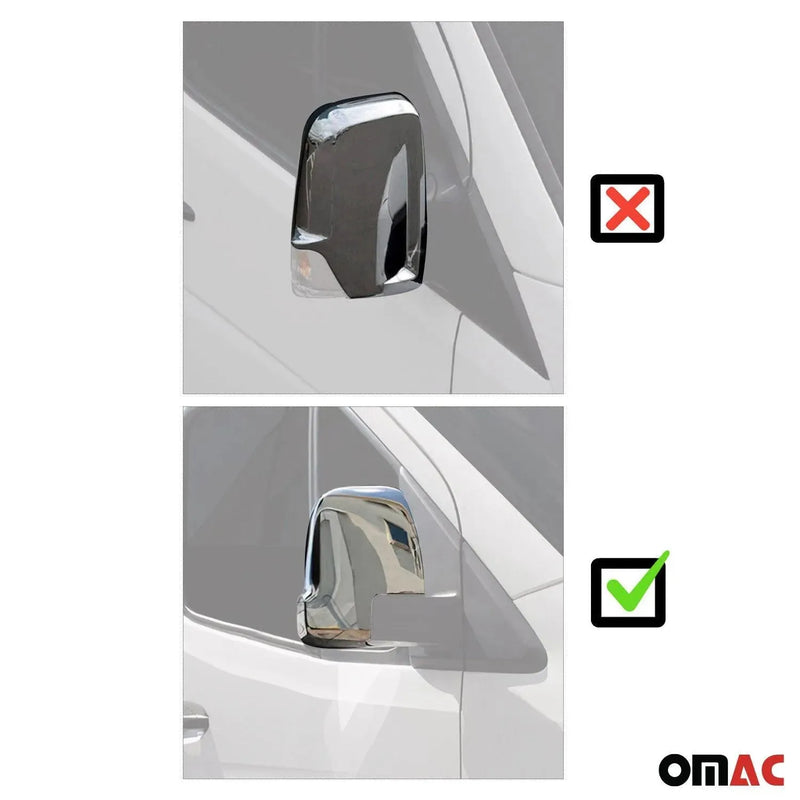 Side Mirror Cover Caps Fits Mercedes Sprinter W907 910 2019-2024 Steel Silver 2x - OMAC USA