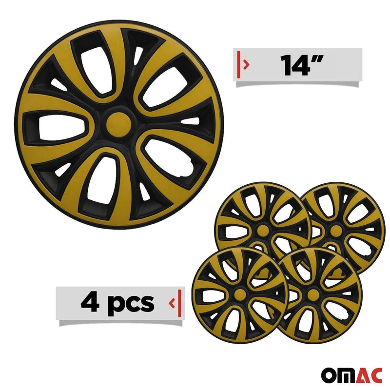 14" Wheel Covers Hubcaps R14 for Buick Black Yellow Gloss - OMAC USA