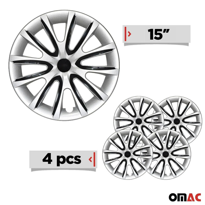 15" Wheel Covers Rims Hubcaps for Mercedes ABS Gray Black 4Pcs - OMAC USA